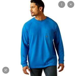 NWT Ariat Mens Rebar Cotton String Graphic Long Sleeve T-shirt | Imperial Blue